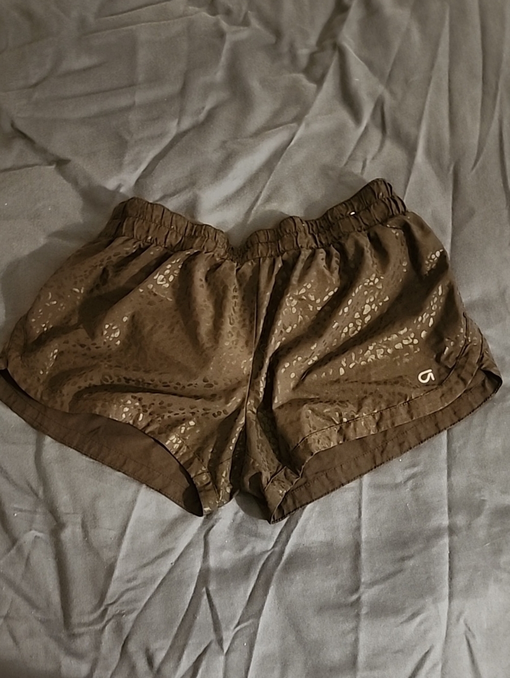 Women's Gapfit Small Black Athletic Shorts with Subtle Animal Print Pattern